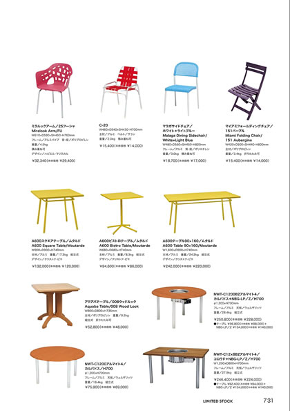 A600スクエアテーブル／A600テーブル90×160／A600ビストロテーブル／C-20／NWT-C12×8B2アルマイト4／NWT-C1200B2アルマイト4／NWT-C1200アルマイト4／アク